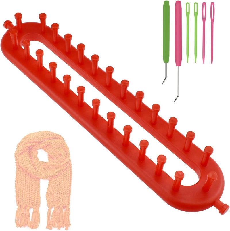 Catuy Rectangle Knitting Looms, Long Knitting Loom Set, 26cm Red Scarf Loom with Crochet Hook and Needle for Scarf Sweater Shawl Blankets - Image 1